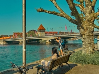 Konstanz Postkartenlook auf die alte Rheinbrücke